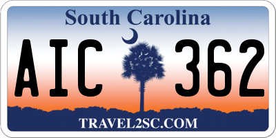 SC license plate AIC362