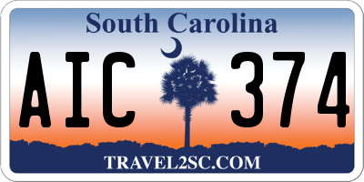 SC license plate AIC374