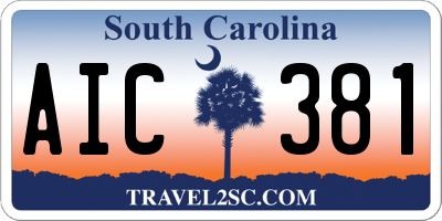 SC license plate AIC381