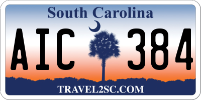 SC license plate AIC384