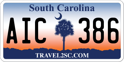 SC license plate AIC386