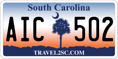 SC license plate AIC502