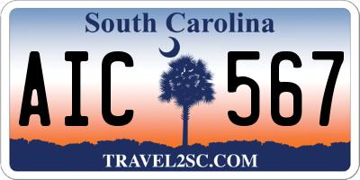 SC license plate AIC567