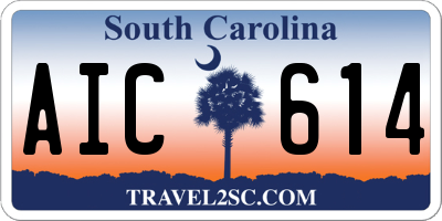 SC license plate AIC614