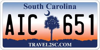 SC license plate AIC651