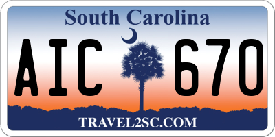 SC license plate AIC670