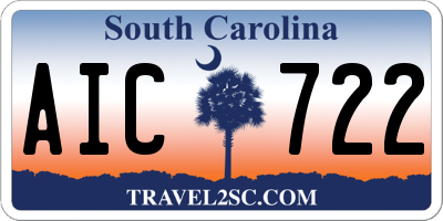 SC license plate AIC722