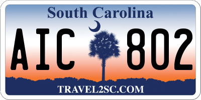 SC license plate AIC802