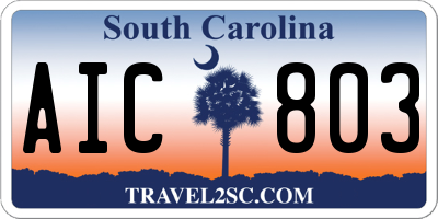 SC license plate AIC803