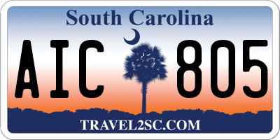 SC license plate AIC805