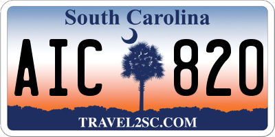SC license plate AIC820