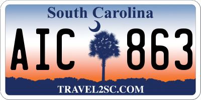 SC license plate AIC863