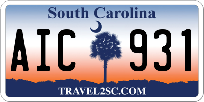 SC license plate AIC931