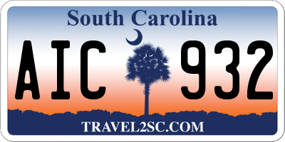 SC license plate AIC932