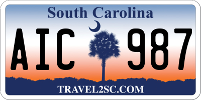 SC license plate AIC987