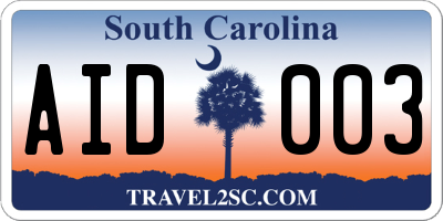 SC license plate AID003