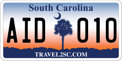 SC license plate AID010
