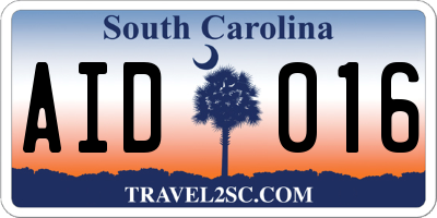 SC license plate AID016