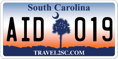 SC license plate AID019