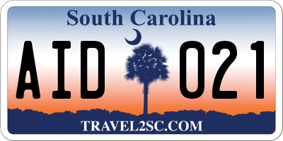 SC license plate AID021