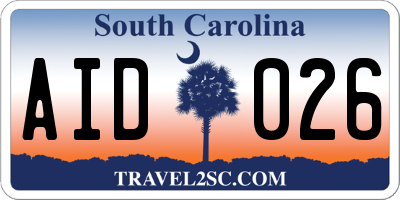 SC license plate AID026