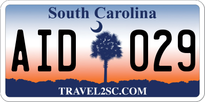 SC license plate AID029