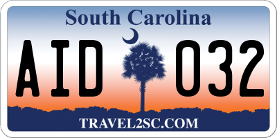 SC license plate AID032