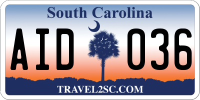 SC license plate AID036