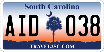 SC license plate AID038