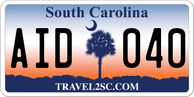 SC license plate AID040