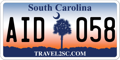SC license plate AID058