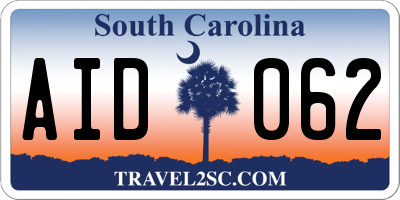 SC license plate AID062