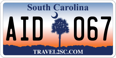 SC license plate AID067