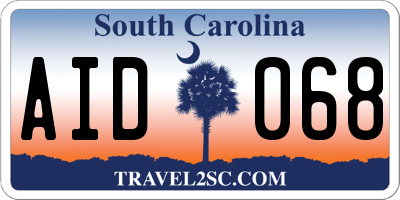 SC license plate AID068