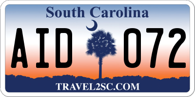 SC license plate AID072