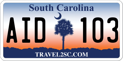 SC license plate AID103