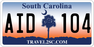 SC license plate AID104