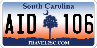 SC license plate AID106