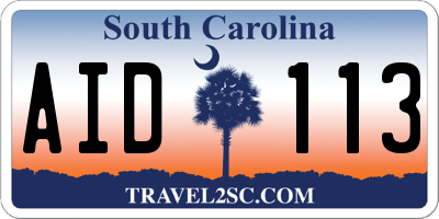 SC license plate AID113