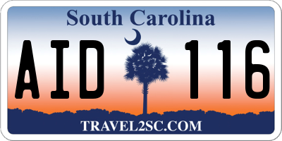 SC license plate AID116