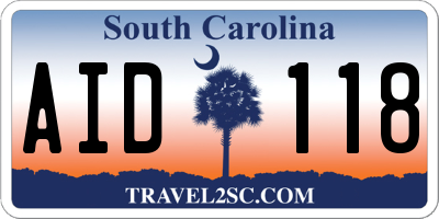 SC license plate AID118