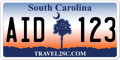 SC license plate AID123