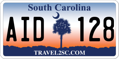 SC license plate AID128