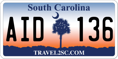 SC license plate AID136