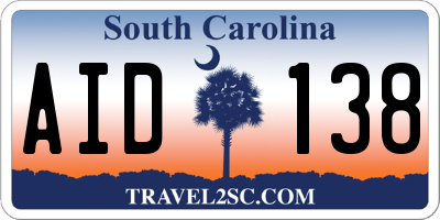 SC license plate AID138
