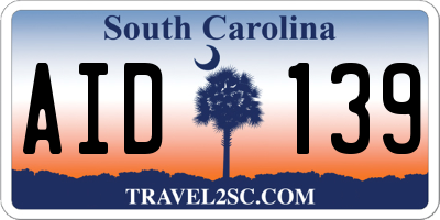 SC license plate AID139
