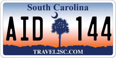 SC license plate AID144