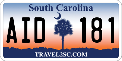 SC license plate AID181