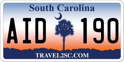 SC license plate AID190