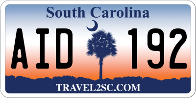 SC license plate AID192